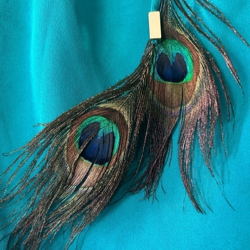 Garcia blue peacock feather bow strapless romper size L - Picture 5 of 11
